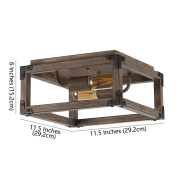 Magnolia 11.5" Iron Rustic Farmhouse LED Flush Mount - JONATHAN Y